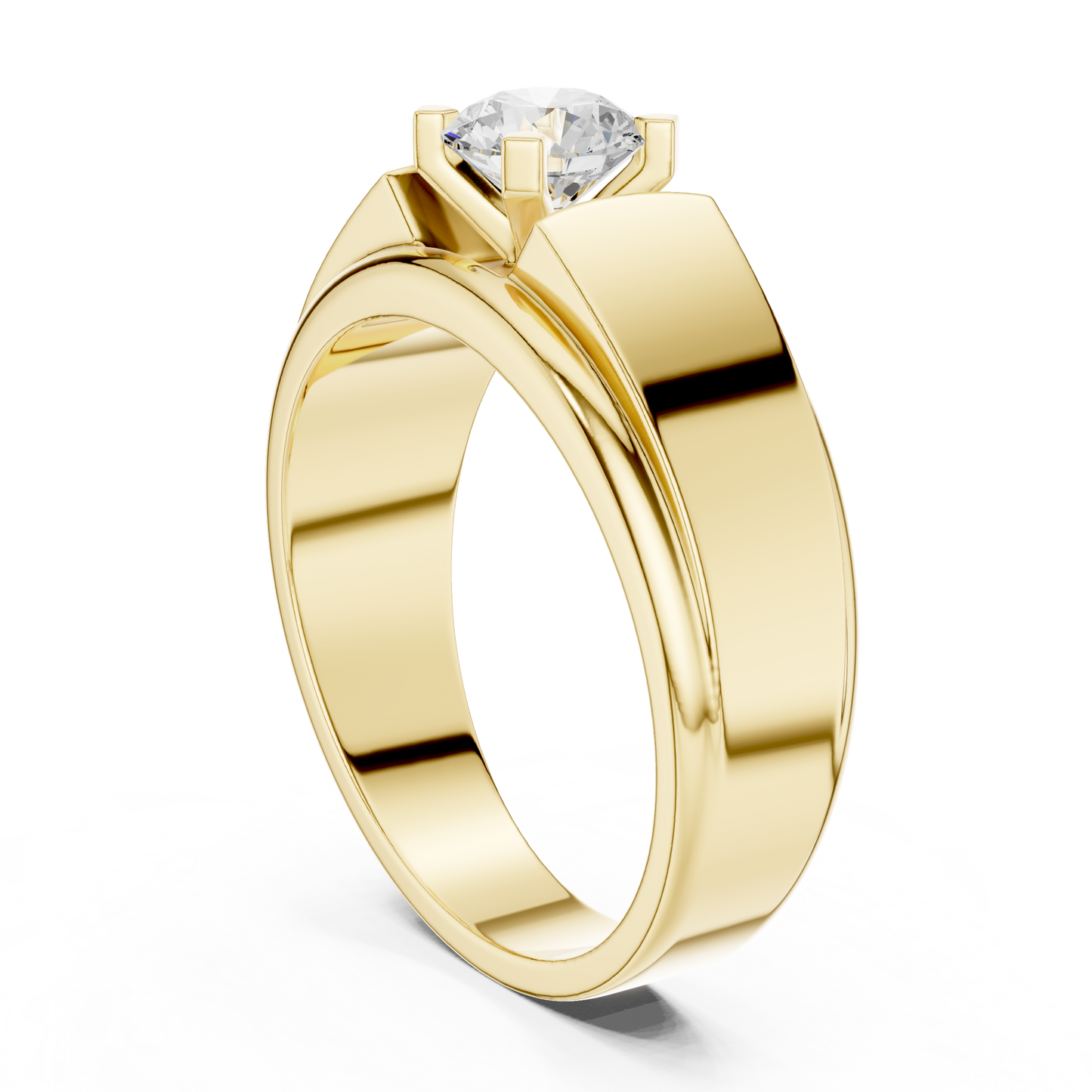 14k Solid Gold Round Shape Lab Grown Diamond Minimalist Vintage Sizzling Diamond ring For Men - HIGHCARAT DIAMONDS