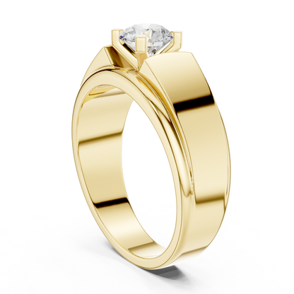 14k Solid Gold Round Shape Lab Grown Diamond Minimalist Vintage Sizzling Diamond ring For Men - HIGHCARAT DIAMONDS