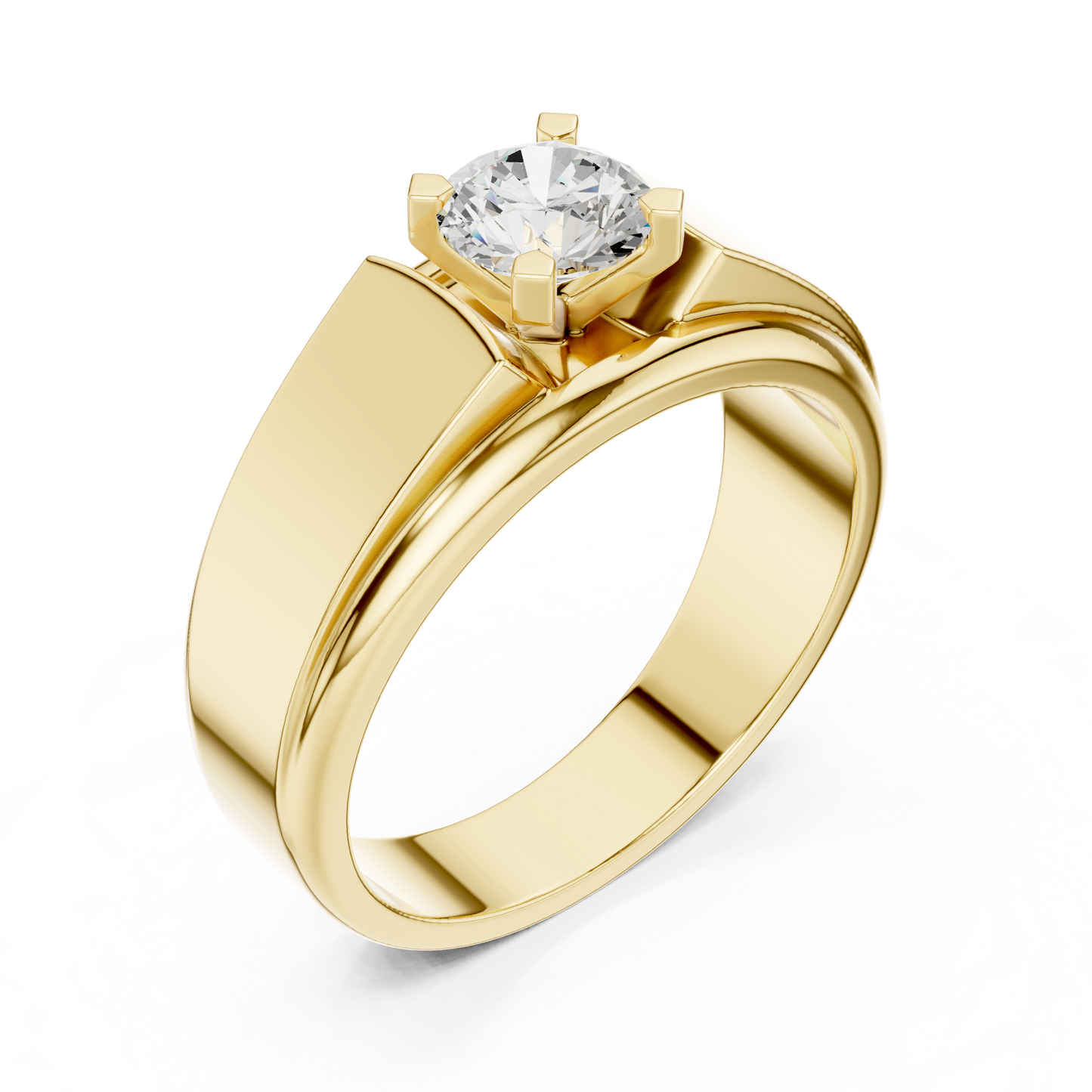 14k Solid Gold Round Shape Lab Grown Diamond Minimalist Vintage Sizzling Diamond ring For Men - HIGHCARAT DIAMONDS