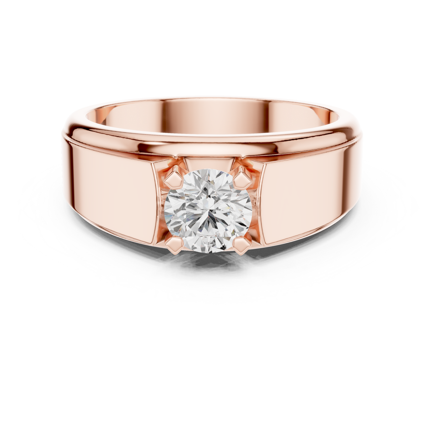 14k Solid Gold Round Shape Lab Grown Diamond Minimalist Vintage Sizzling Diamond ring For Men - HIGHCARAT DIAMONDS