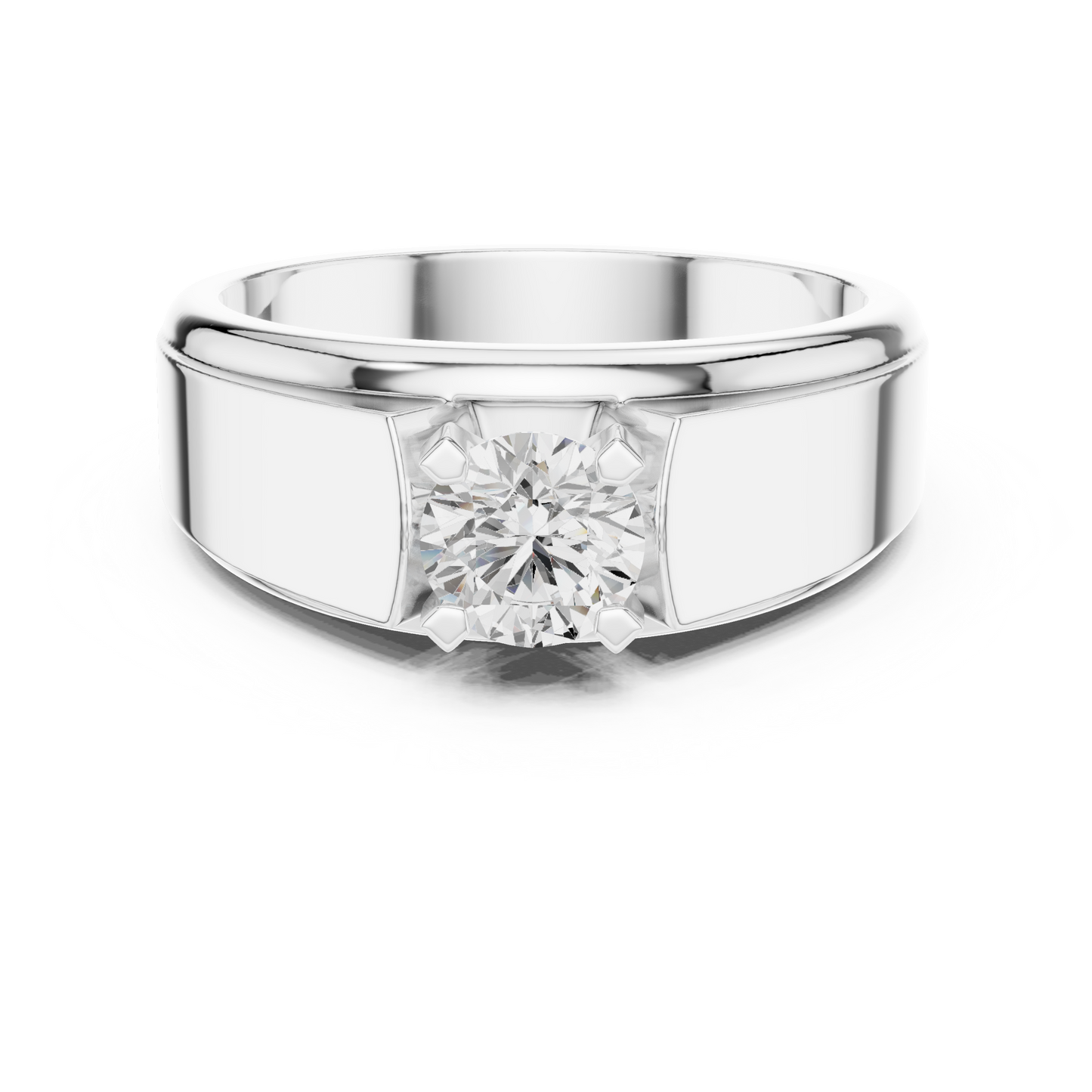 14k Solid Gold Round Shape Lab Grown Diamond Minimalist Vintage Sizzling Diamond ring For Men - HIGHCARAT DIAMONDS