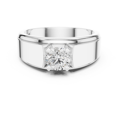 14k Solid Gold Round Shape Lab Grown Diamond Minimalist Vintage Sizzling Diamond ring For Men - HIGHCARAT DIAMONDS