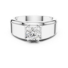 14k Solid Gold Round Shape Lab Grown Diamond Minimalist Vintage Sizzling Diamond ring For Men - HIGHCARAT DIAMONDS