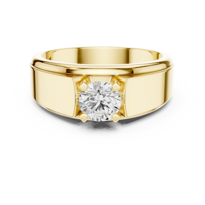 14k Solid Gold Round Shape Lab Grown Diamond Minimalist Vintage Sizzling Diamond ring For Men - HIGHCARAT DIAMONDS