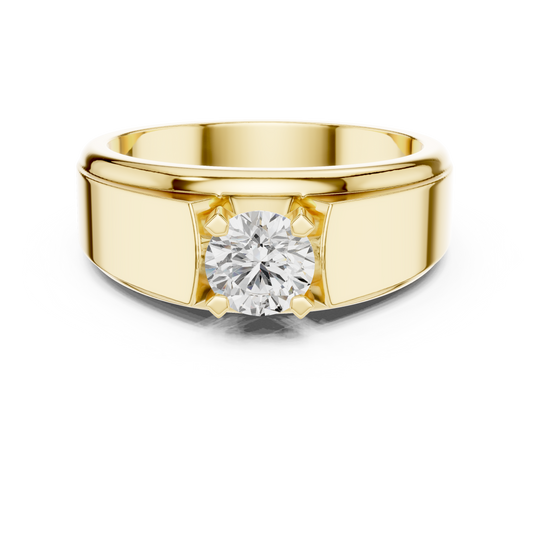 14k Solid Gold Round Shape Lab Grown Diamond Minimalist Vintage Sizzling Diamond ring For Men - HIGHCARAT DIAMONDS