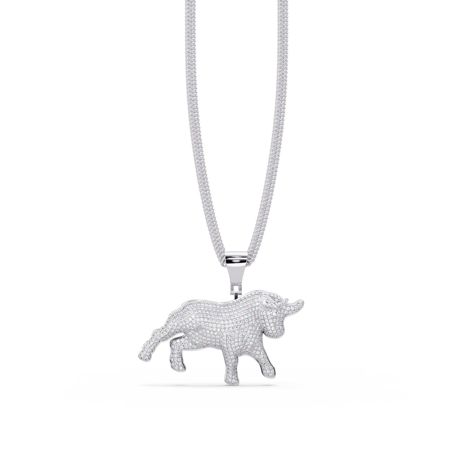 Bull Shape Pave Lab Grown Diamond Pendant - HIGHCARAT DIAMONDS