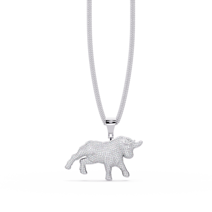 Bull Shape Pave Lab Grown Diamond Pendant - HIGHCARAT DIAMONDS