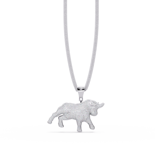 Bull Shape Pave Lab Grown Diamond Pendant - HIGHCARAT DIAMONDS