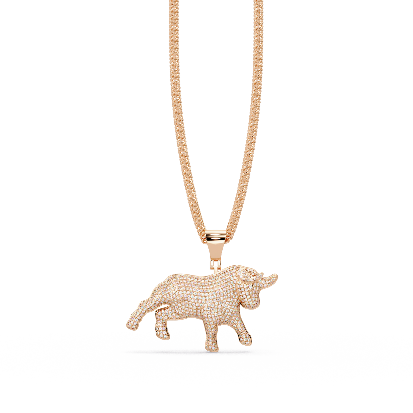 Bull Shape Pave Lab Grown Diamond Pendant - HIGHCARAT DIAMONDS