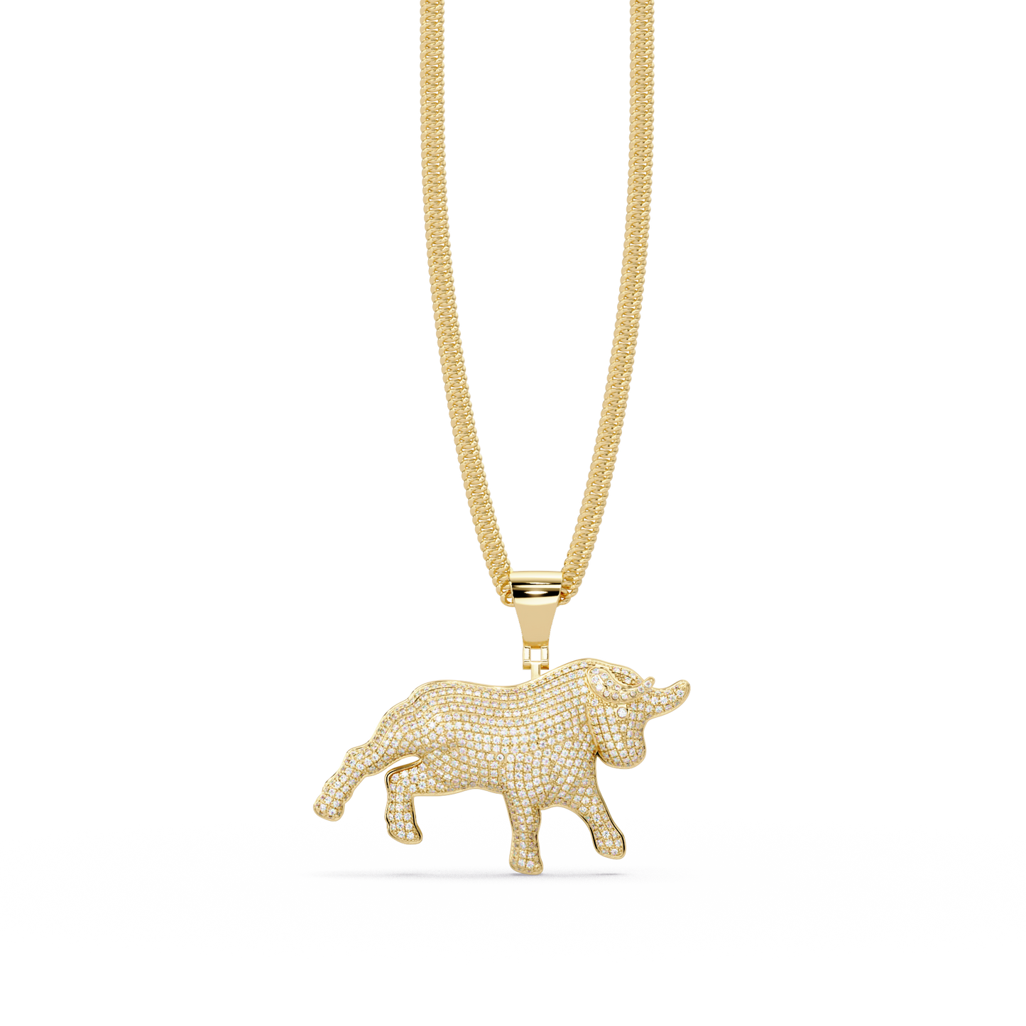 Bull Shape Pave Lab Grown Diamond Pendant - HIGHCARAT DIAMONDS