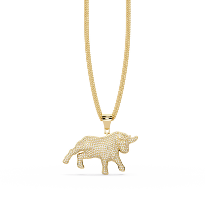 Bull Shape Pave Lab Grown Diamond Pendant - HIGHCARAT DIAMONDS