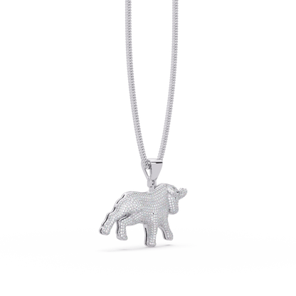 Bull Shape Pave Lab Grown Diamond Pendant - HIGHCARAT DIAMONDS