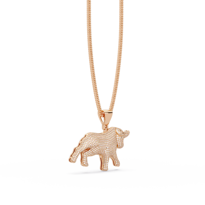 Bull Shape Pave Lab Grown Diamond Pendant - HIGHCARAT DIAMONDS