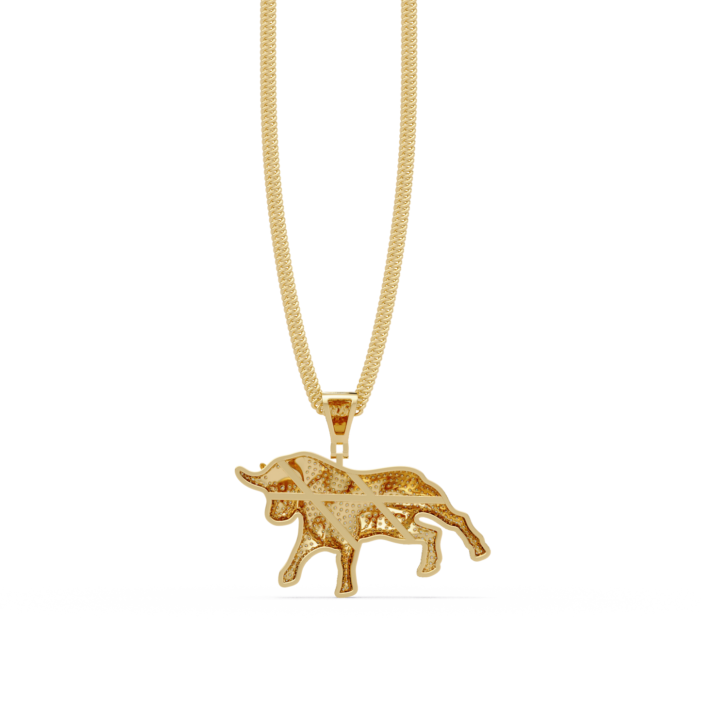 Bull Shape Pave Lab Grown Diamond Pendant - HIGHCARAT DIAMONDS