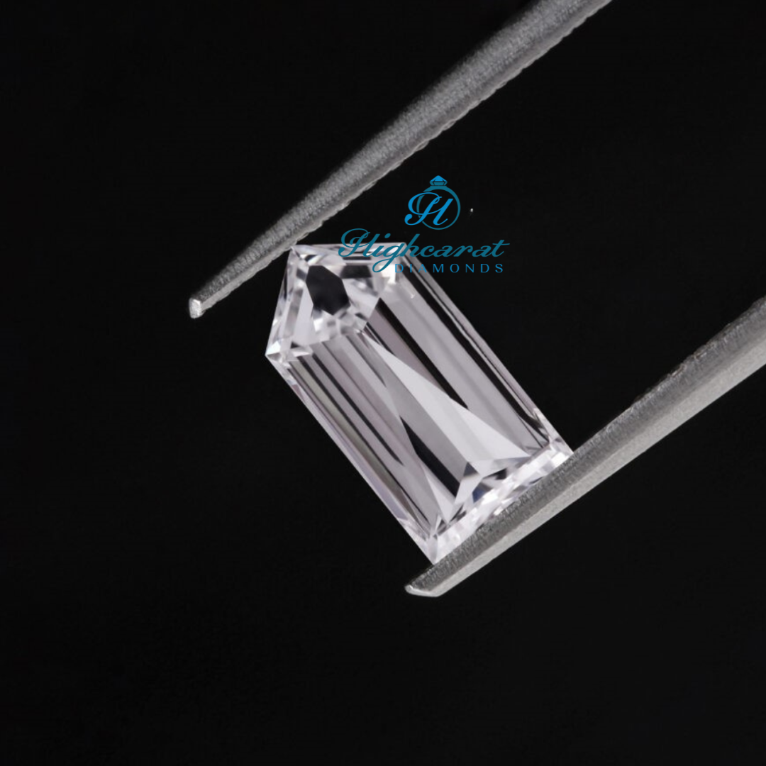 Bullet Shape Lab Grown Diamond with structured lines and balanced brilliance