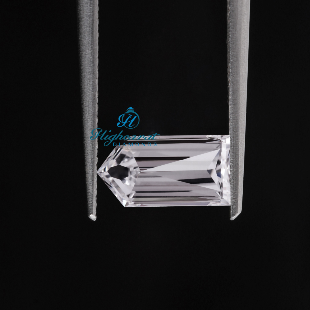 Certified Bullet Cut Lab Grown Diamond with defined proportions and reflective facets