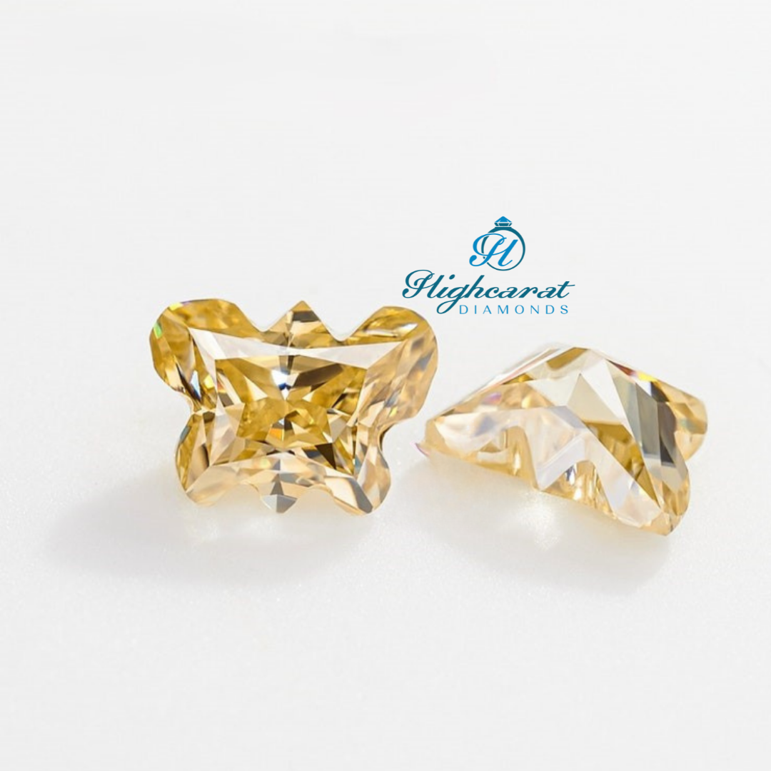 Butterfly Cut Elegant Diamond Yellow Color Lab Grown Stacking Diamond Use For Jewelry - HIGHCARAT DIAMONDS