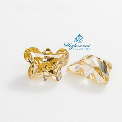 Butterfly Cut Elegant Diamond Yellow Color Lab Grown Stacking Diamond Use For Jewelry - HIGHCARAT DIAMONDS