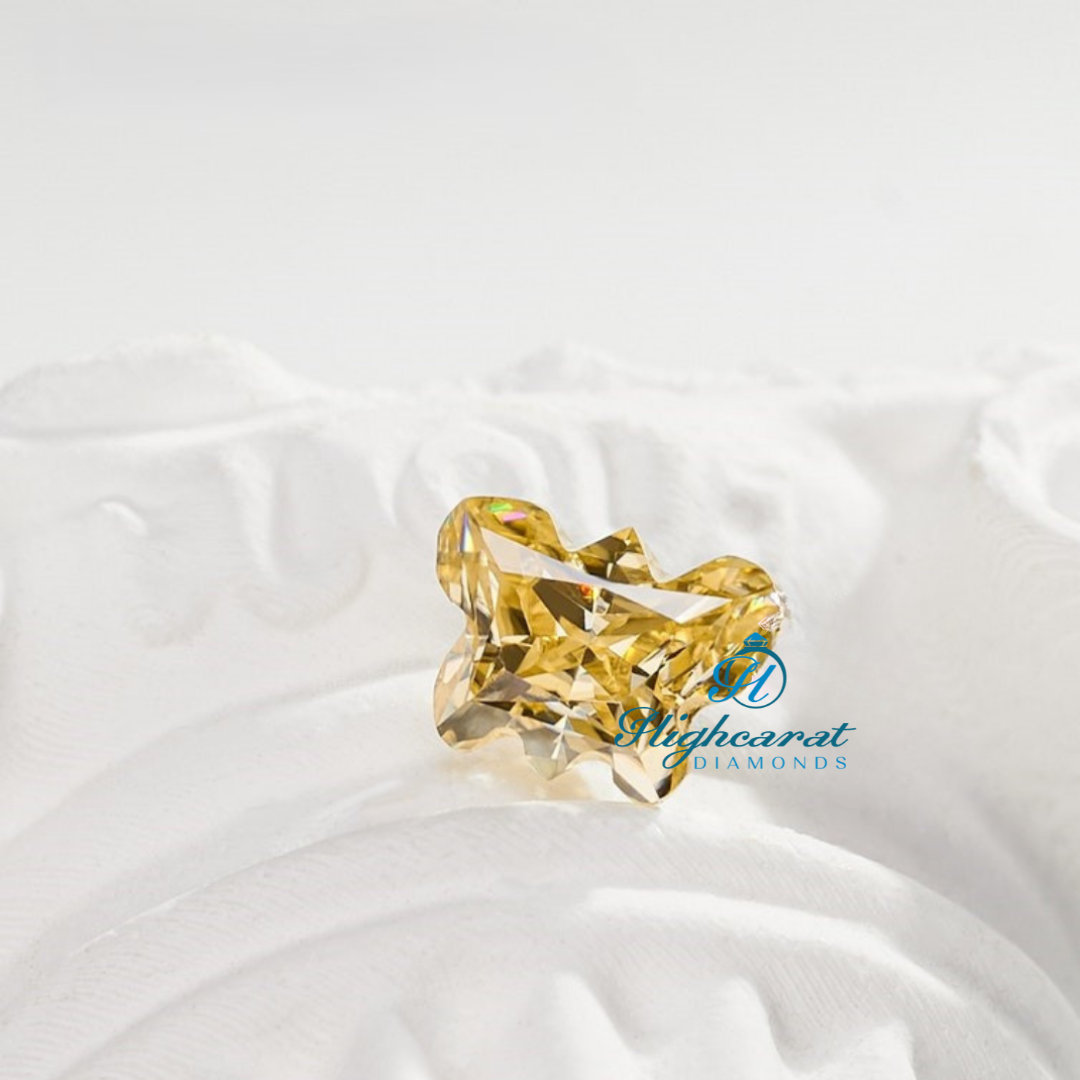 Butterfly Cut Elegant Diamond Yellow Color Lab Grown Stacking Diamond Use For Jewelry - HIGHCARAT DIAMONDS