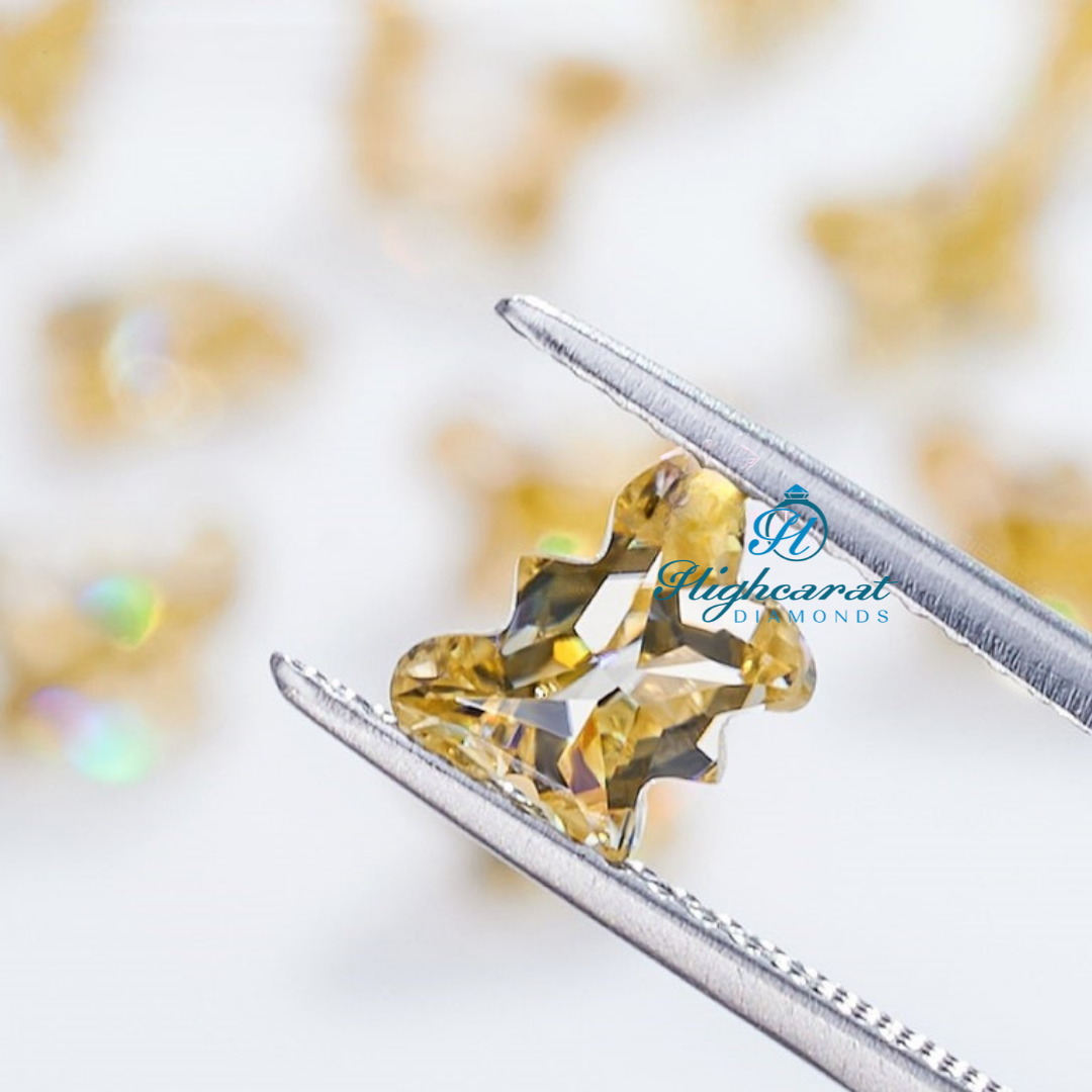 Butterfly Cut Elegant Diamond Yellow Color Lab Grown Stacking Diamond Use For Jewelry - HIGHCARAT DIAMONDS