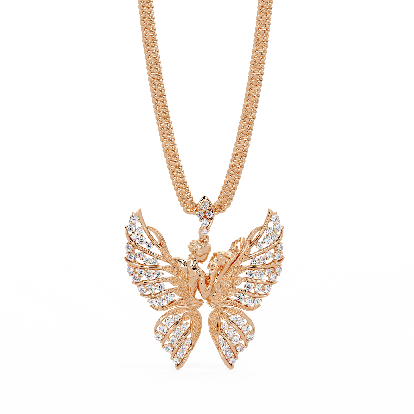 Butterfly Fairy Silhouette Lab Grown Diamond Pendant - HIGHCARAT DIAMONDS