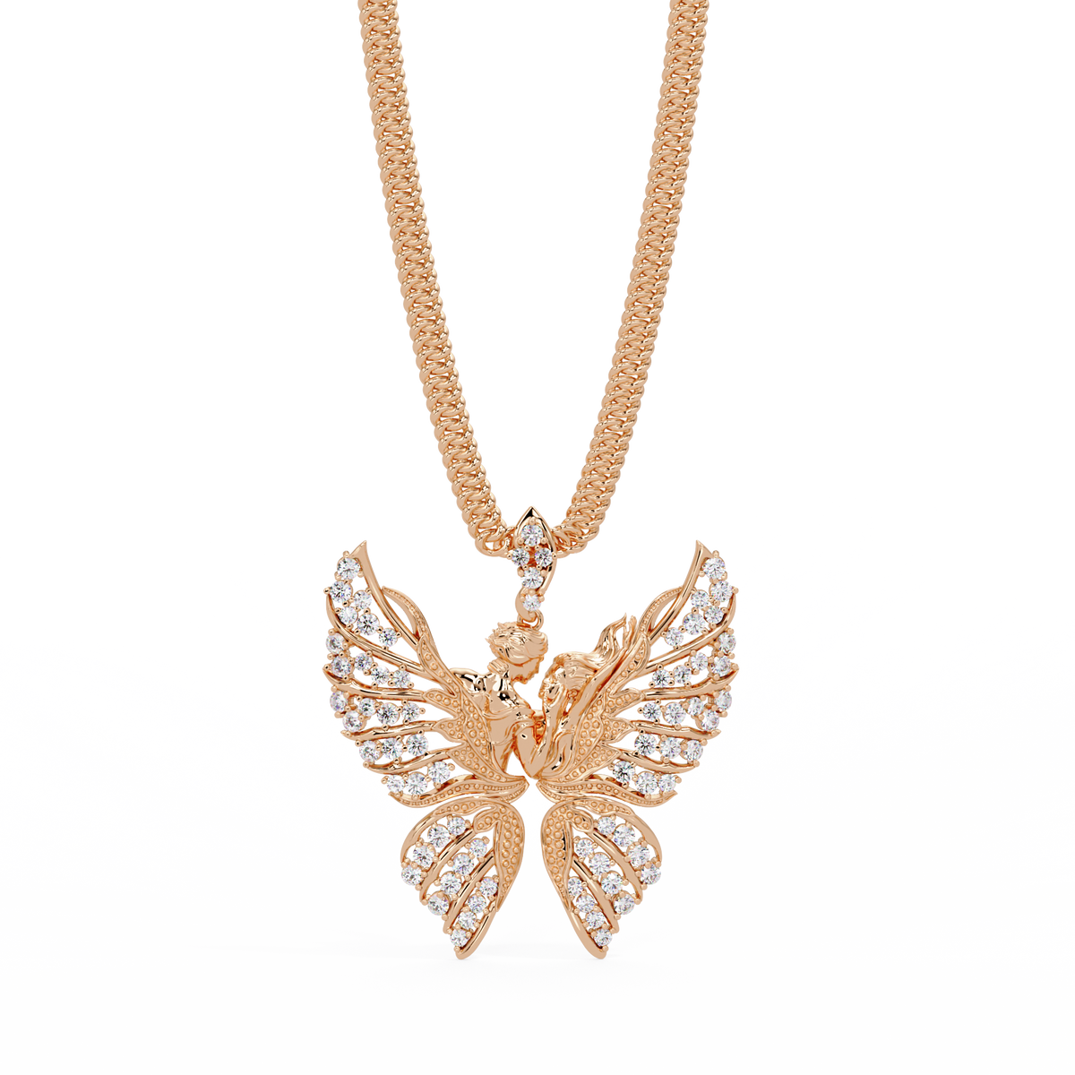 Butterfly Fairy Silhouette Lab Grown Diamond Pendant - HIGHCARAT DIAMONDS