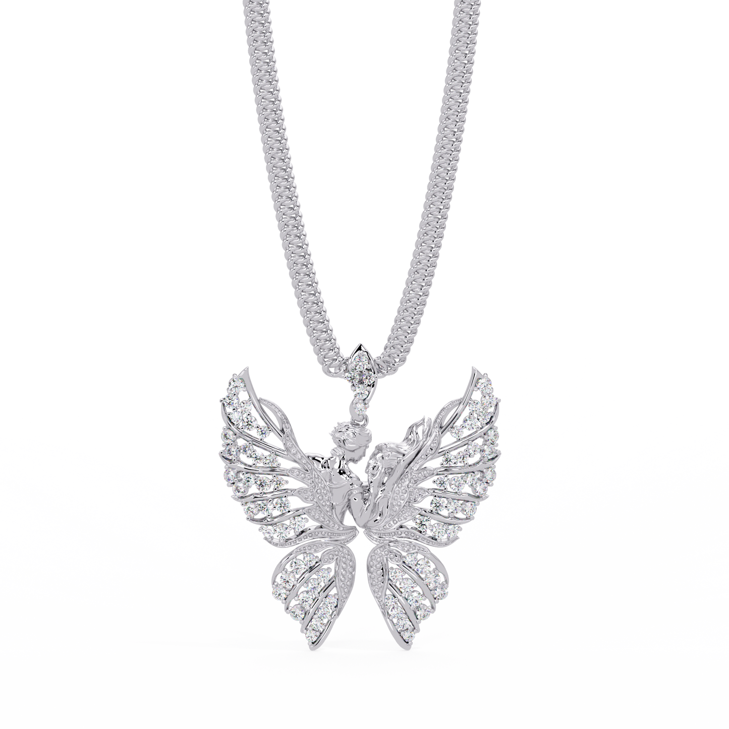 Butterfly Fairy Silhouette Lab Grown Diamond Pendant - HIGHCARAT DIAMONDS