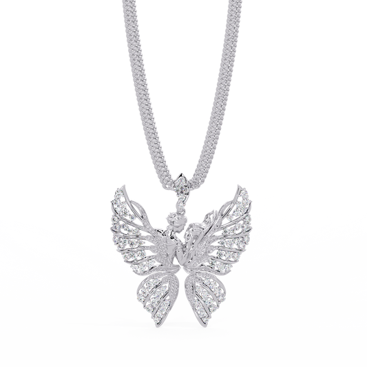 Butterfly Fairy Silhouette Lab Grown Diamond Pendant - HIGHCARAT DIAMONDS