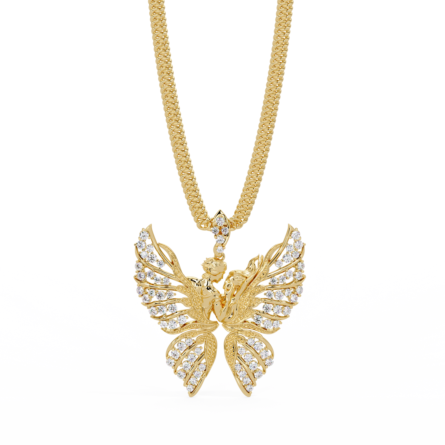 Butterfly Fairy Silhouette Lab Grown Diamond Pendant - HIGHCARAT DIAMONDS