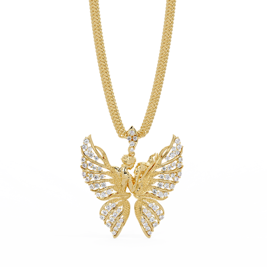 Butterfly Fairy Silhouette Lab Grown Diamond Pendant - HIGHCARAT DIAMONDS