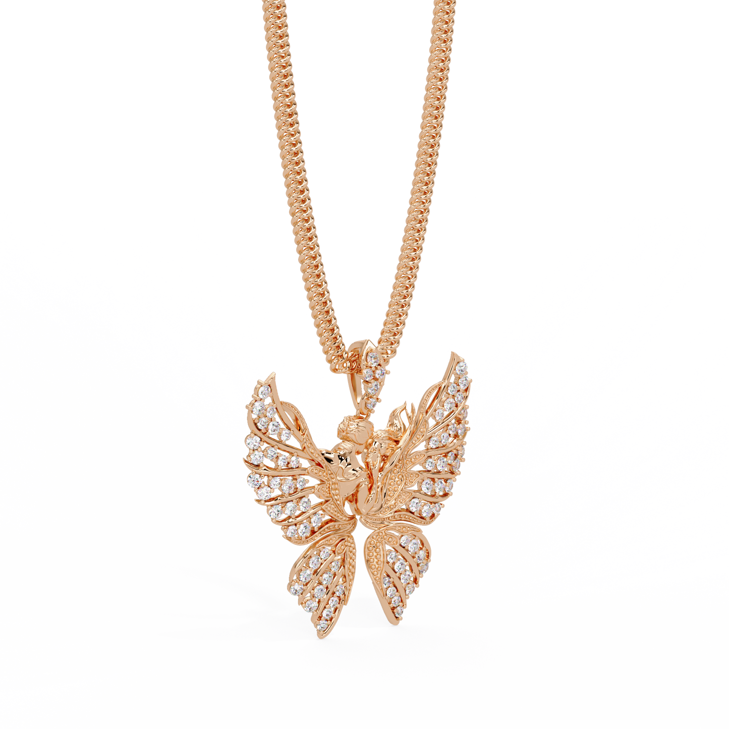 Butterfly Fairy Silhouette Lab Grown Diamond Pendant - HIGHCARAT DIAMONDS