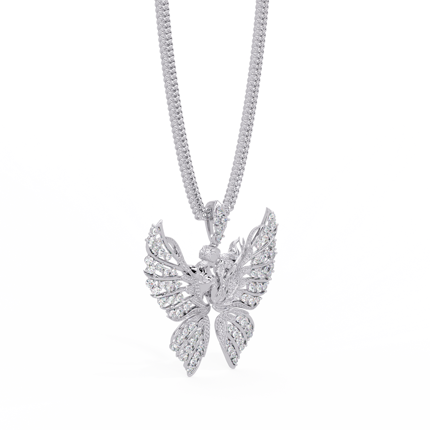 Butterfly Fairy Silhouette Lab Grown Diamond Pendant - HIGHCARAT DIAMONDS