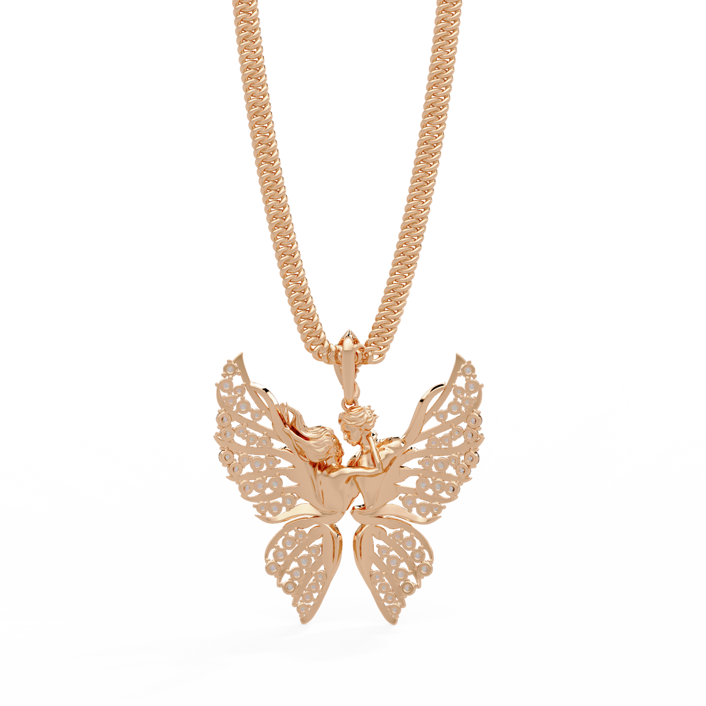 Butterfly Fairy Silhouette Lab Grown Diamond Pendant - HIGHCARAT DIAMONDS