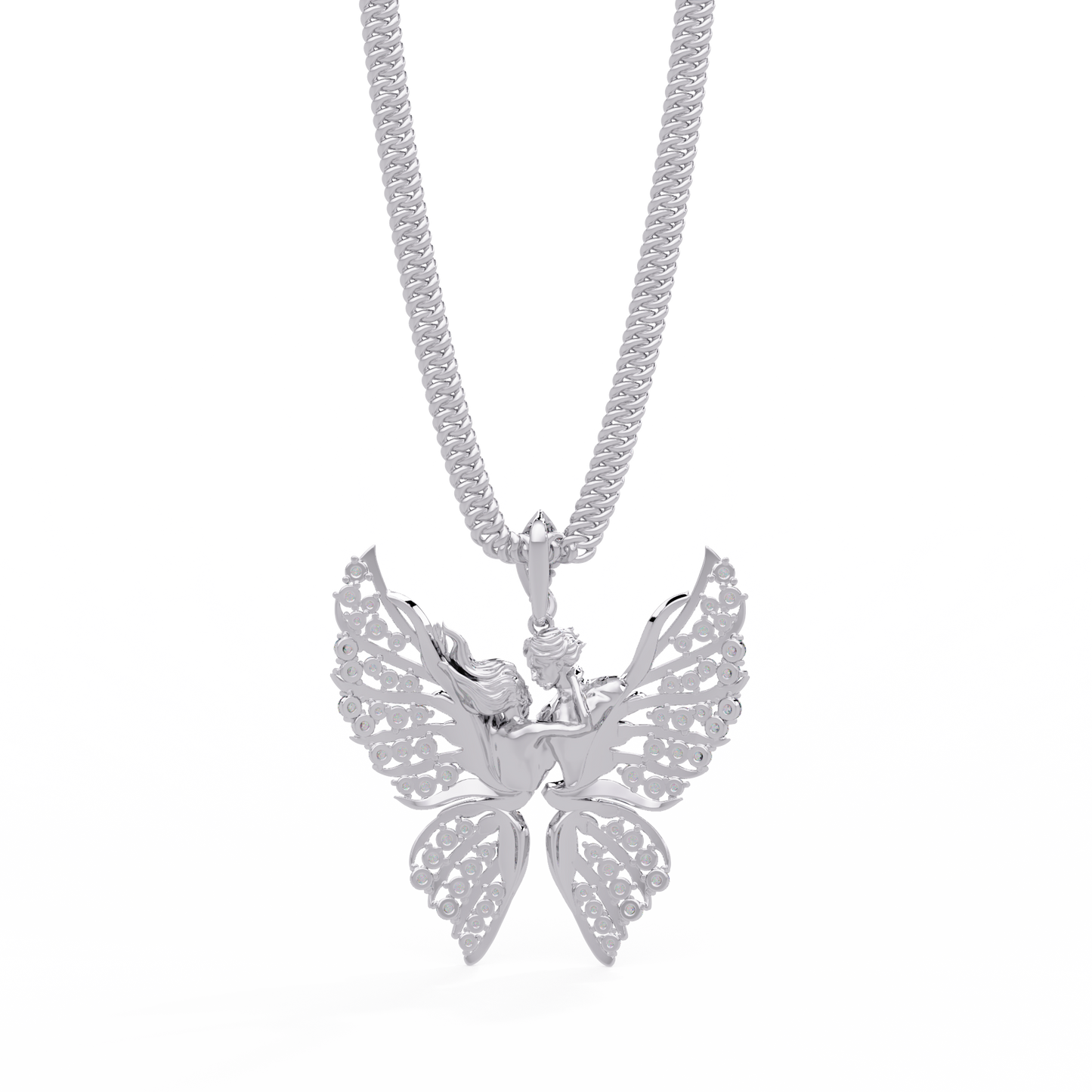 Butterfly Fairy Silhouette Lab Grown Diamond Pendant - HIGHCARAT DIAMONDS