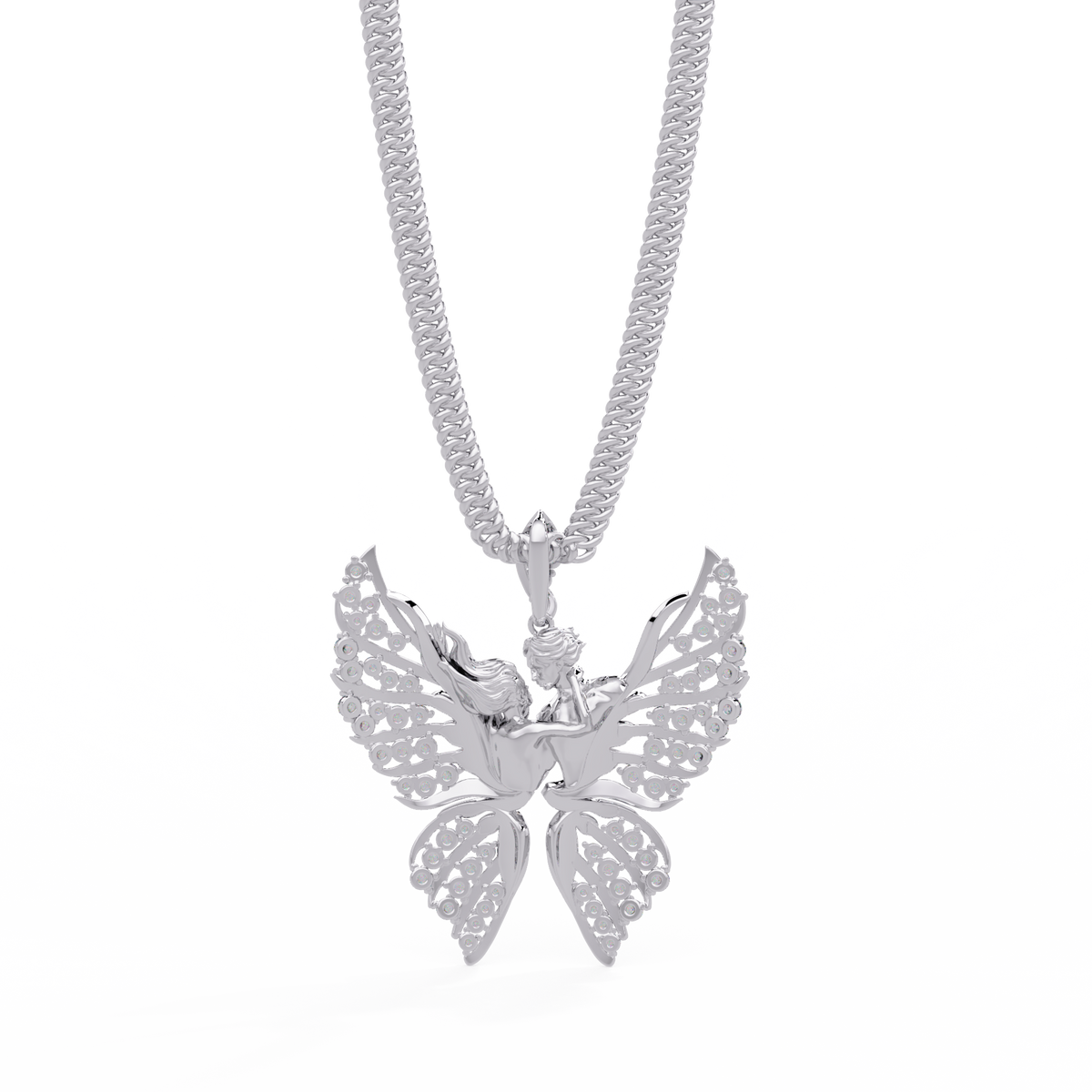 Butterfly Fairy Silhouette Lab Grown Diamond Pendant - HIGHCARAT DIAMONDS