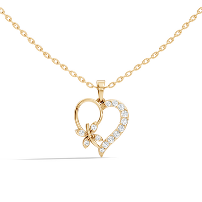 Diamond butterfly heart necklace for women