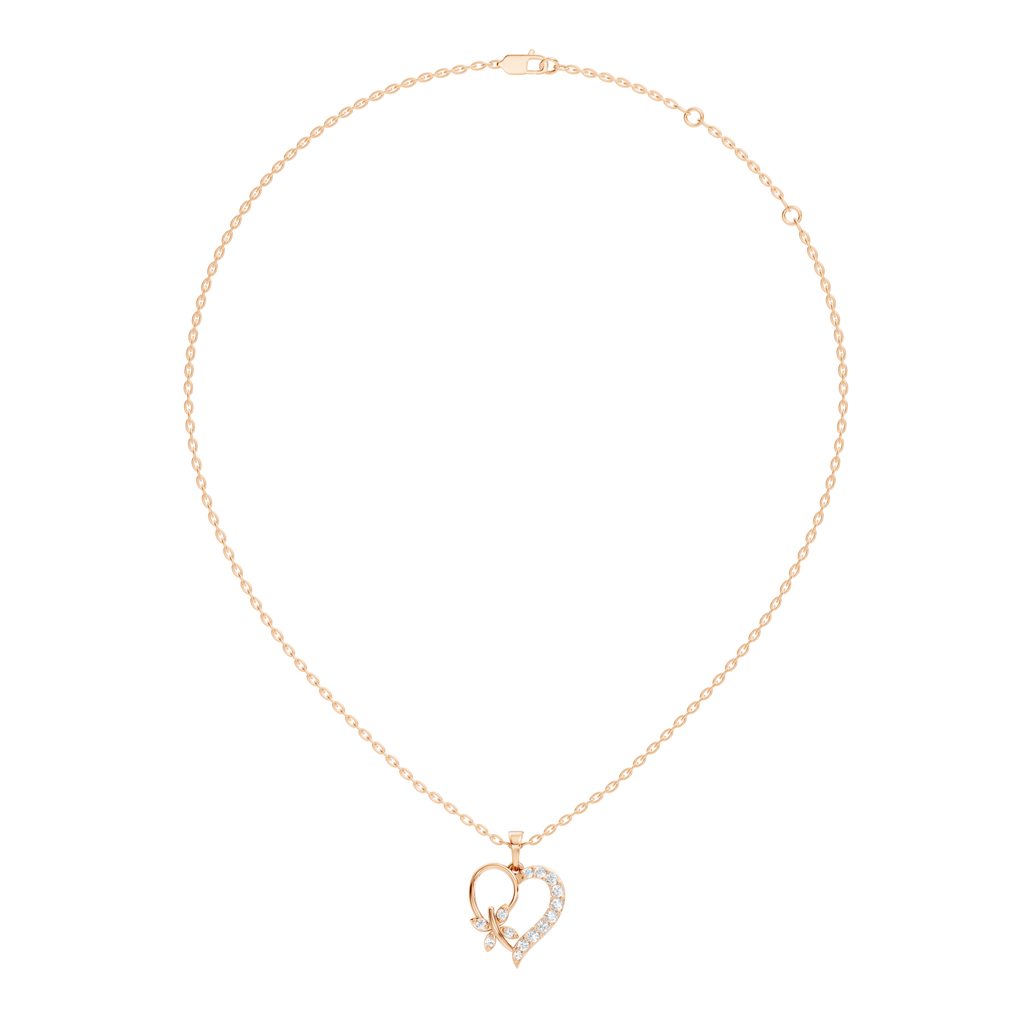 Nature inspired butterfly heart pendant necklace