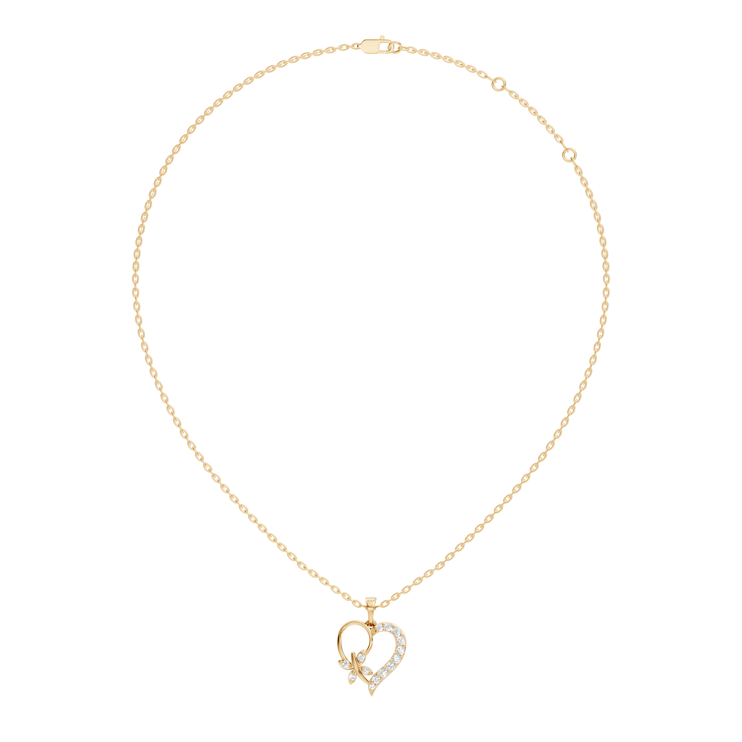 White gold butterfly necklace with round diamond accents