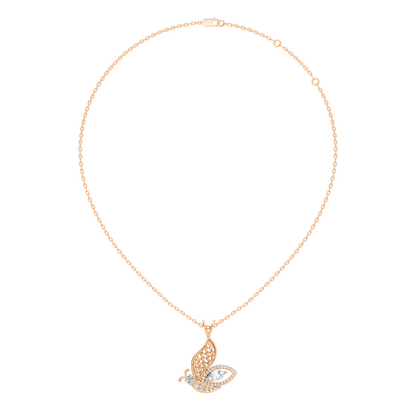 Butterfly Shape Marquise & Round Lab Grown 10k Solid Gold Elegance Minimalist Diamond Pendant For Women - HIGHCARAT DIAMONDS