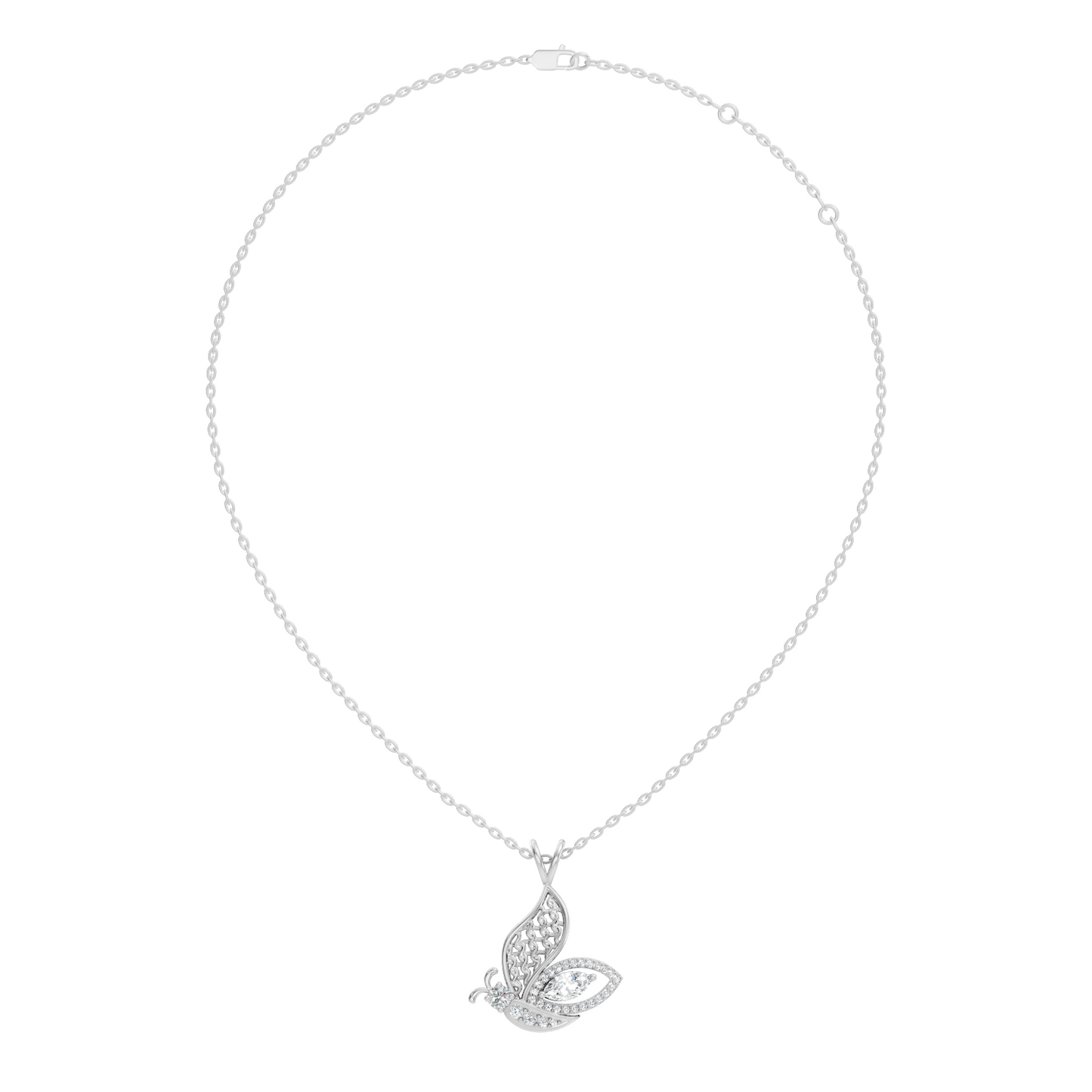 Butterfly Shape Marquise & Round Lab Grown 10k Solid Gold Elegance Minimalist Diamond Pendant For Women - HIGHCARAT DIAMONDS