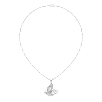 Butterfly Shape Marquise & Round Lab Grown 10k Solid Gold Elegance Minimalist Diamond Pendant For Women - HIGHCARAT DIAMONDS