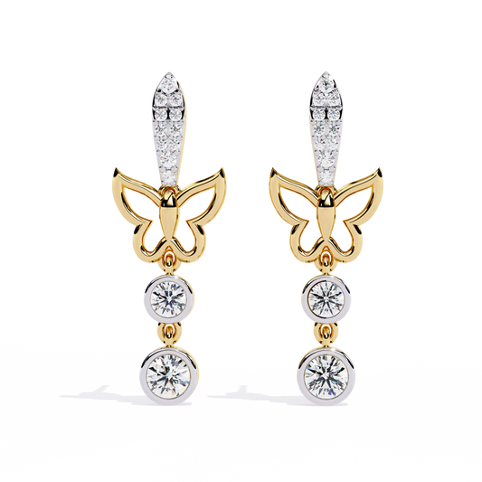 Butterfly drop earrings with round lab grown diamonds