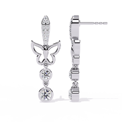 Delicate butterfly earrings with round brilliant diamonds