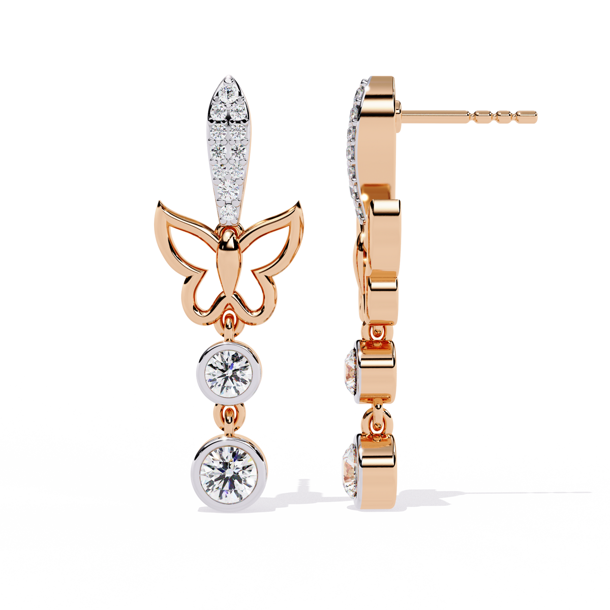 Lab grown diamond butterfly earrings for party and daily wear
