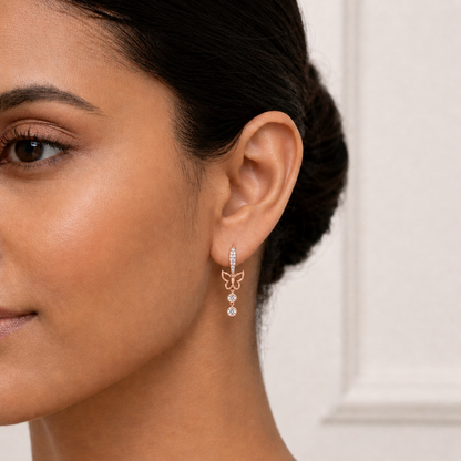 Butterfly Round Cut Lab Grown Diamond Drop Earring - HIGHCARAT DIAMONDS