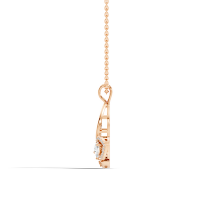 Butterfly Shape Marquise & Round Lab Grown 10k Solid Gold Elegance Minimalist Diamond Pendant For Women