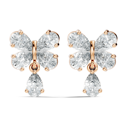 Butterfly Shape Pear Cut Lab Grown Diamond 2.26 Ct Solitaire classic Studs Diamond Earrings For Girl