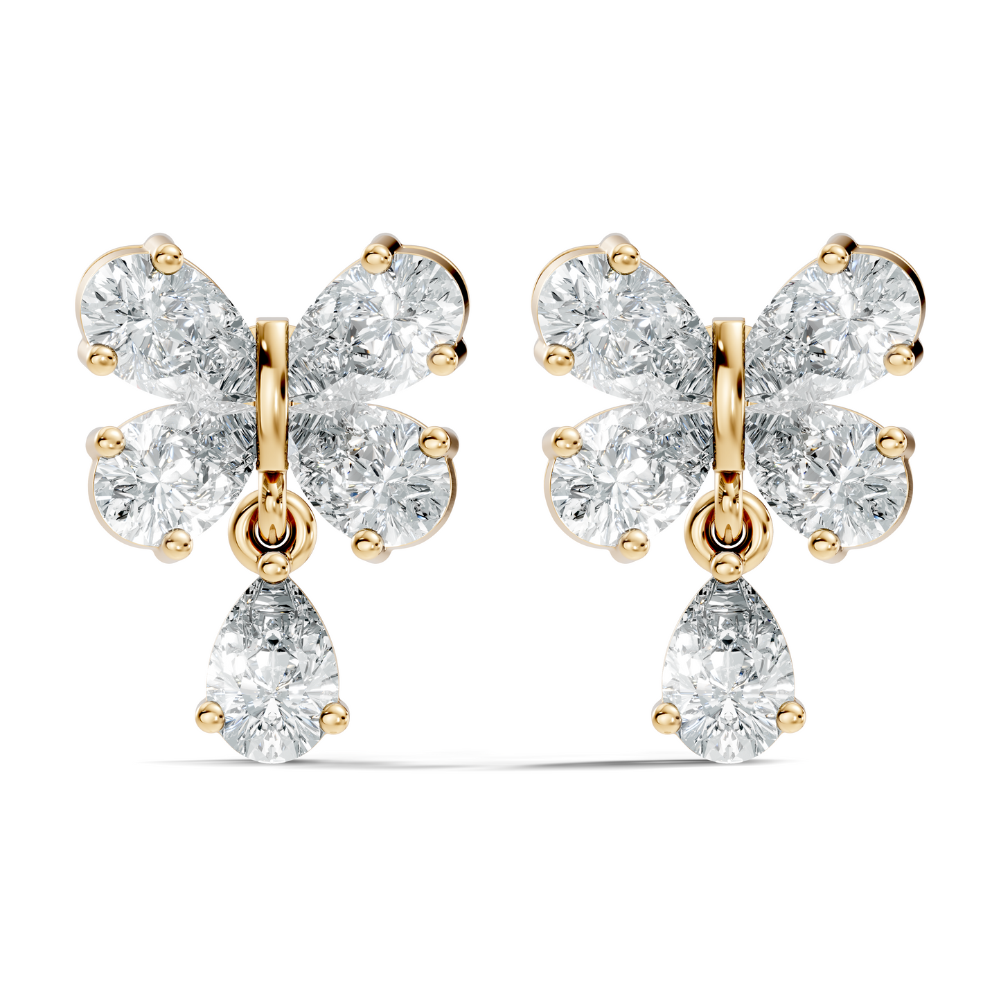 Butterfly Shape Pear Cut Lab Grown Diamond 2.26 Ct Solitaire classic Studs Diamond Earrings For Girl