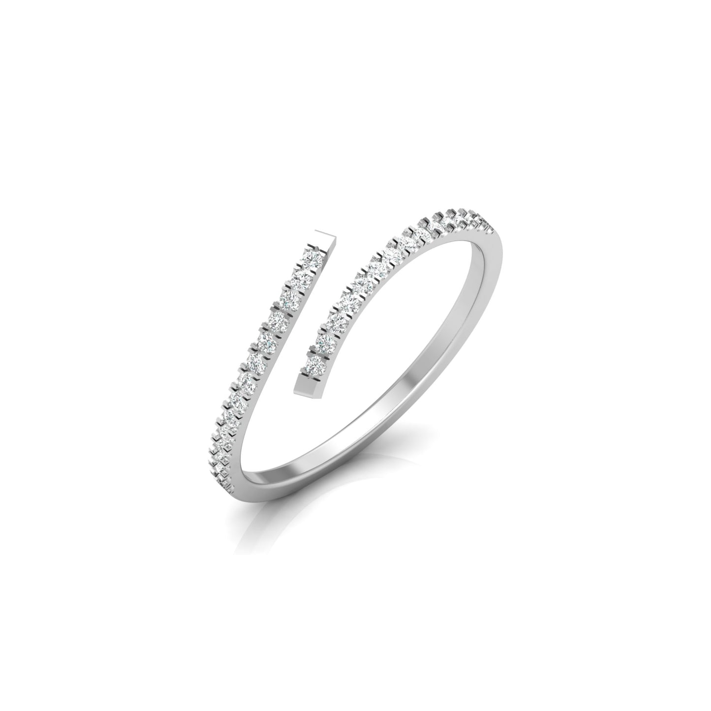 Bypass Round Diamond Band Ring Unique Curved Design for Modern Women in 10KT Gold Lab-Grown or Natural