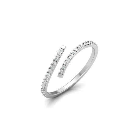 Bypass Round Diamond Band Ring Unique Curved Design for Modern Women in 10KT Gold Lab-Grown or Natural